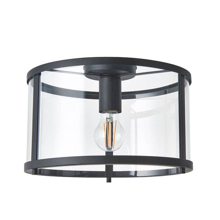 Hopton Flush Ceiling Light Matt Black - Comet Lighting