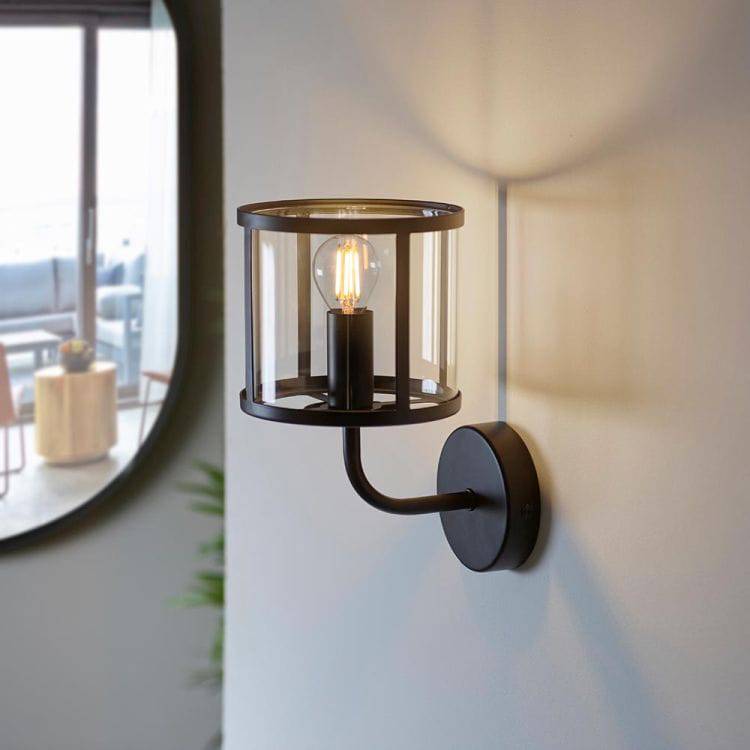 Hopton Wall Light Matt Black - Comet Lighting