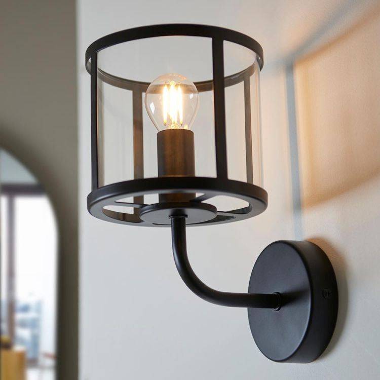 Hopton Wall Light Matt Black - Comet Lighting