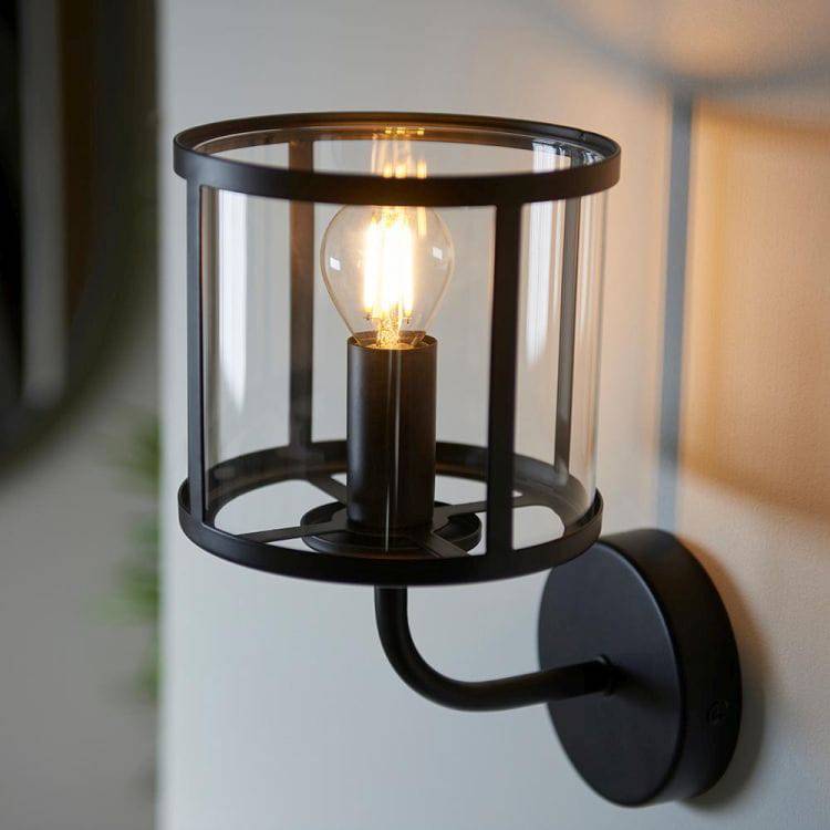 Hopton Wall Light Matt Black - Comet Lighting