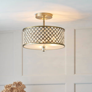 Hudson 3-Light Semi Flush Ceiling Light Antique Brass - Comet Lighting