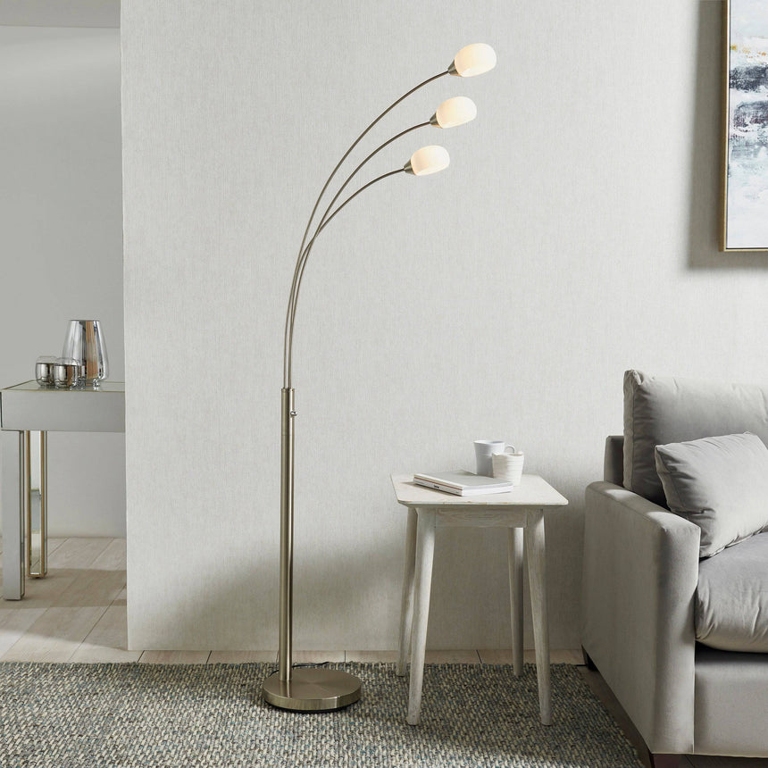 Jaspa 3-Light Floor Lamp Satin Nickel - Comet Lighting