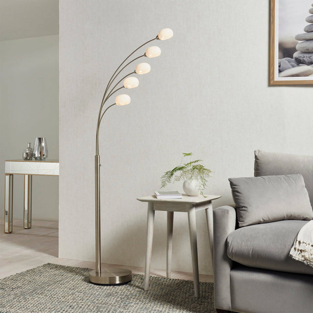 Jaspa 5-Light Floor Lamp Satin Nickel - Comet Lighting