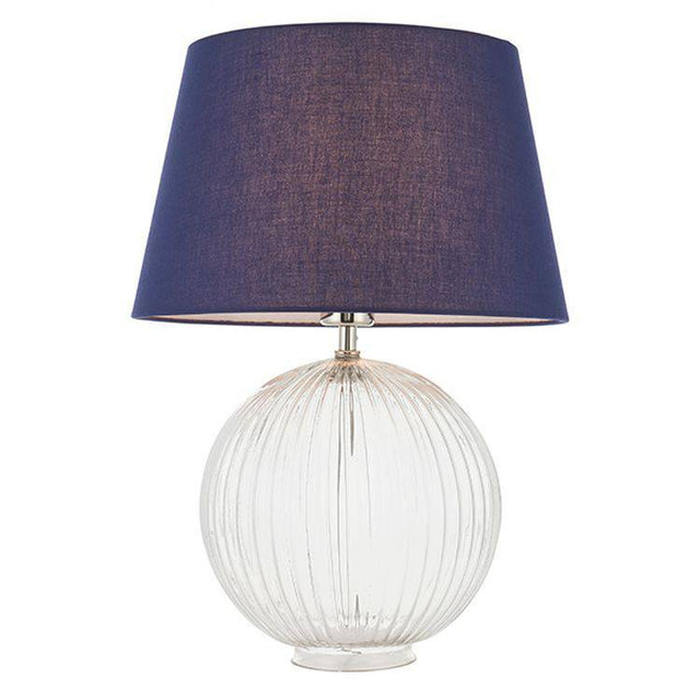 Jemma Clear Table Lamp & Evie Navy Shade - Comet Lighting