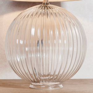 Jemma Clear Table Lamp & Mia Vintage White Shade - Comet Lighting