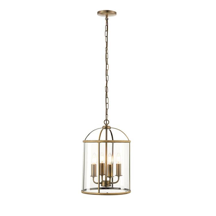 Lambeth 4-Light Pendant Ceiling Light Antique Brass - Comet Lighting