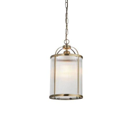 Lambeth Ribbed Pendant Ceiling Light Antique Brass - Comet Lighting