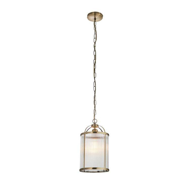 Lambeth Ribbed Pendant Ceiling Light Antique Brass - Comet Lighting