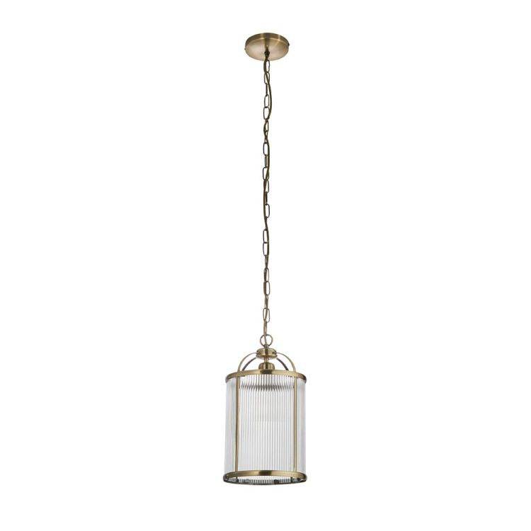 Lambeth Ribbed Pendant Ceiling Light Antique Brass - Comet Lighting