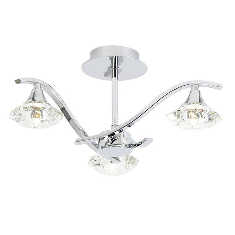 Langella 3-Light Semi Flush Ceiling Light Chrome - Comet Lighting