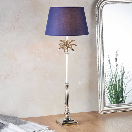 Leaf Table Lamp & Evie Navy Shade - Comet Lighting