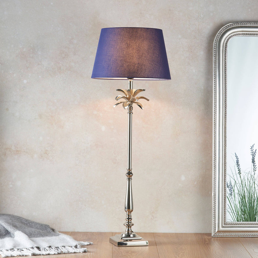 Leaf Table Lamp & Evie Navy Shade - Comet Lighting