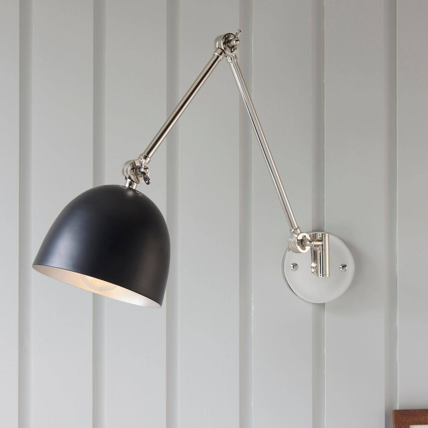 Lehal Swing Arm Wall Light Polished Nickel - Comet Lighting