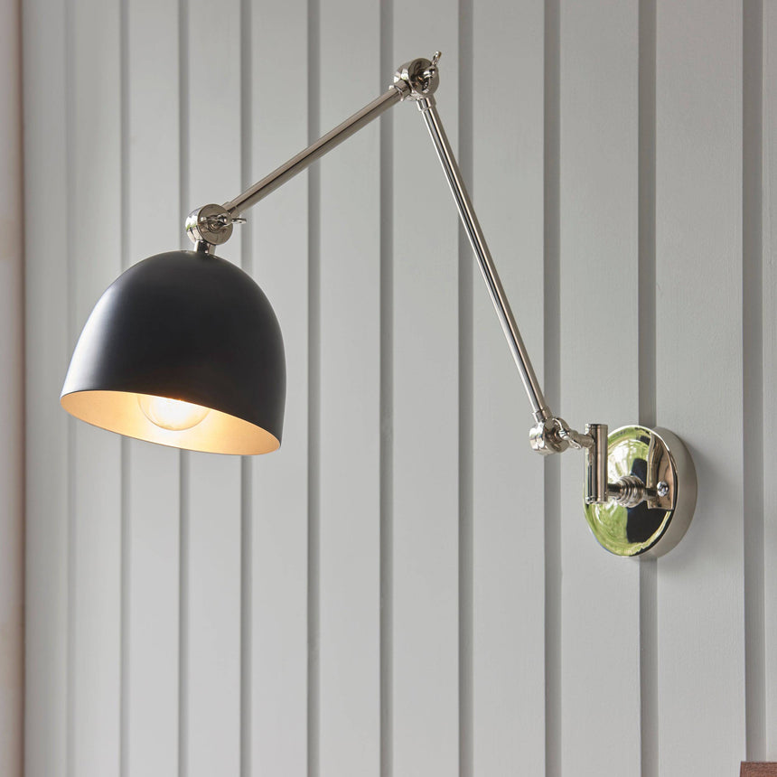 Lehal Swing Arm Wall Light Polished Nickel - Comet Lighting