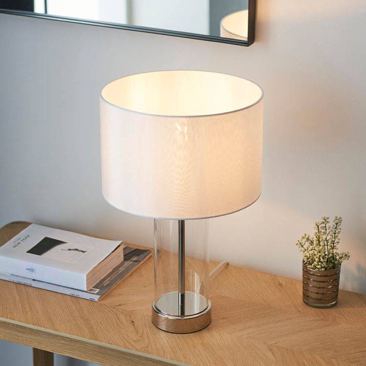 Lessina Small Touch Table Lamp Bright Nickel - Comet Lighting