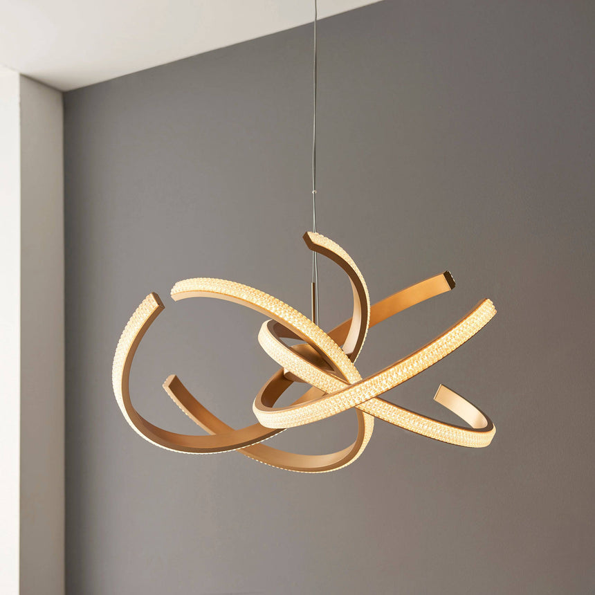 Lorenzo 4Lt LED Pendant Ceiling Light Satin Gold - Comet Lighting