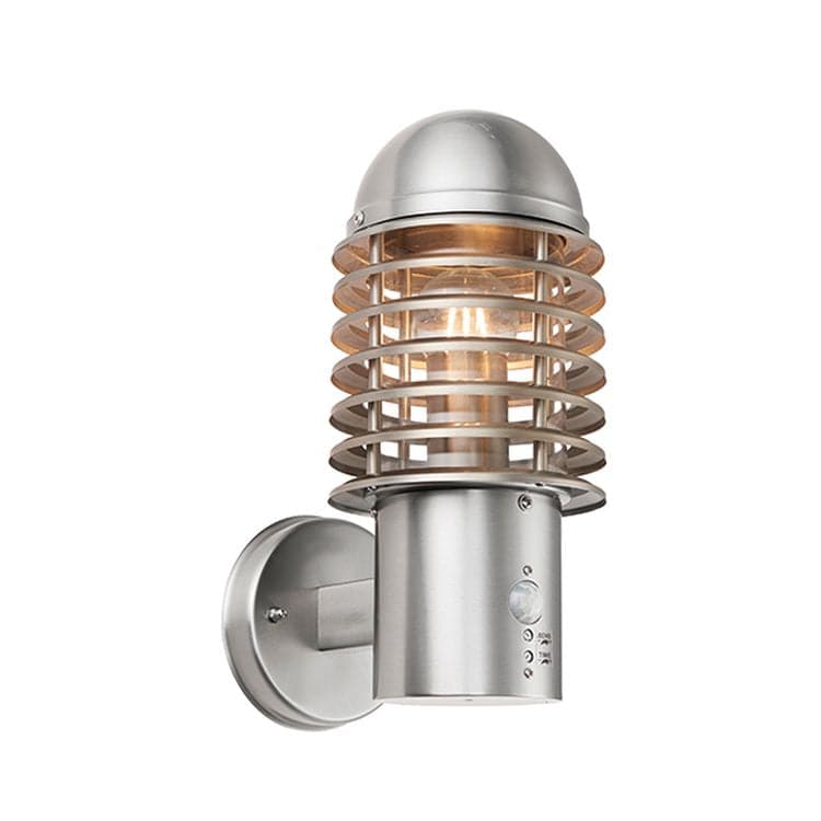 Louvre 1-Light Outdoor Wall Light & PIR Stainless Steel - Comet Lighting