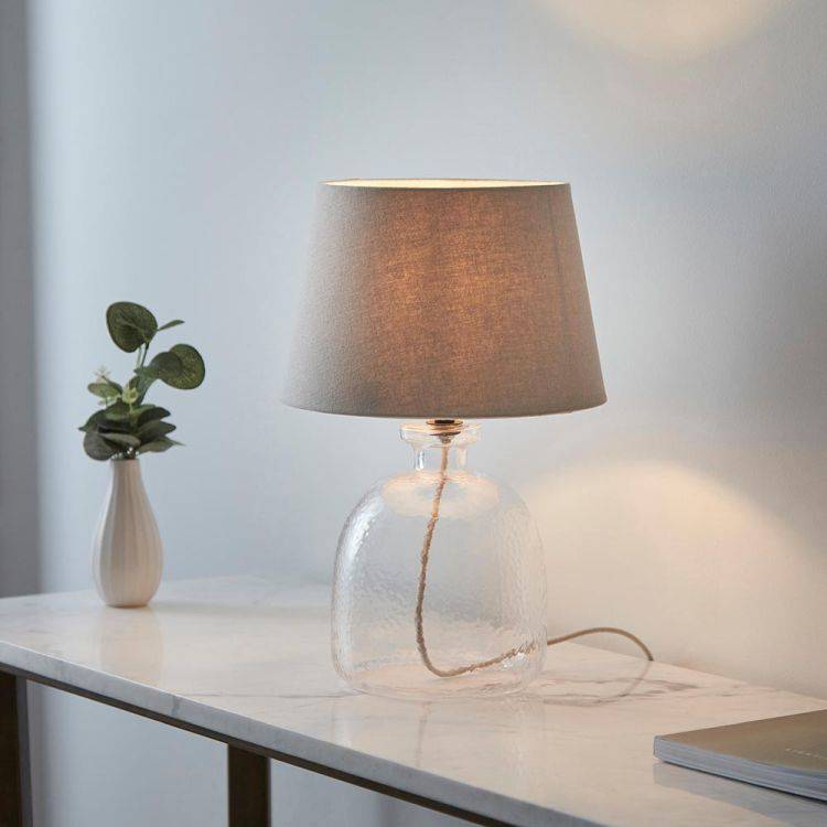 Lyra Table Lamp w/ Grey Shade - Comet Lighting