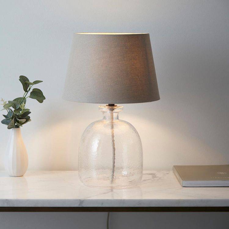 Lyra Table Lamp w/ Grey Shade - Comet Lighting