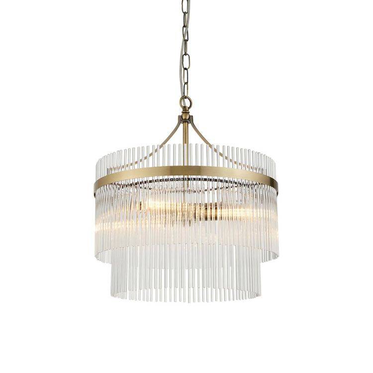 Marietta 3lt Pendant Ceiling Light Antique Brass - Comet Lighting