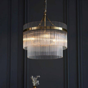 Marietta 3lt Pendant Ceiling Light Antique Brass - Comet Lighting