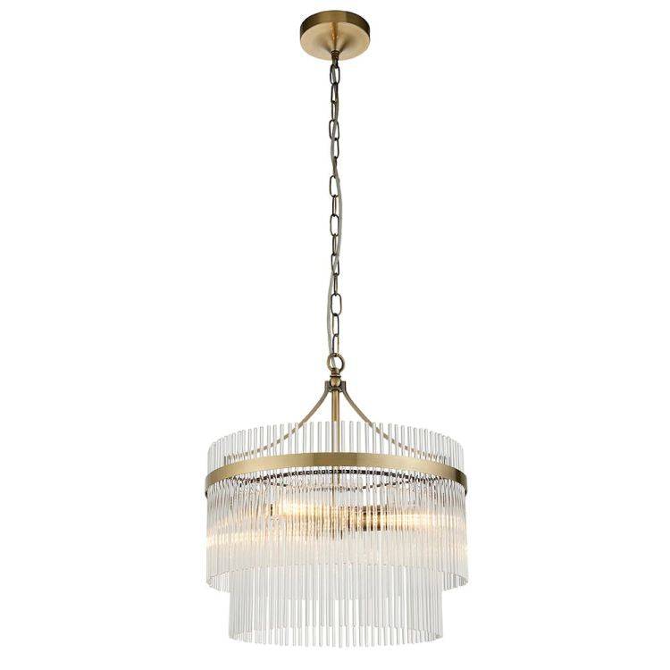 Marietta 3lt Pendant Ceiling Light Antique Brass - Comet Lighting