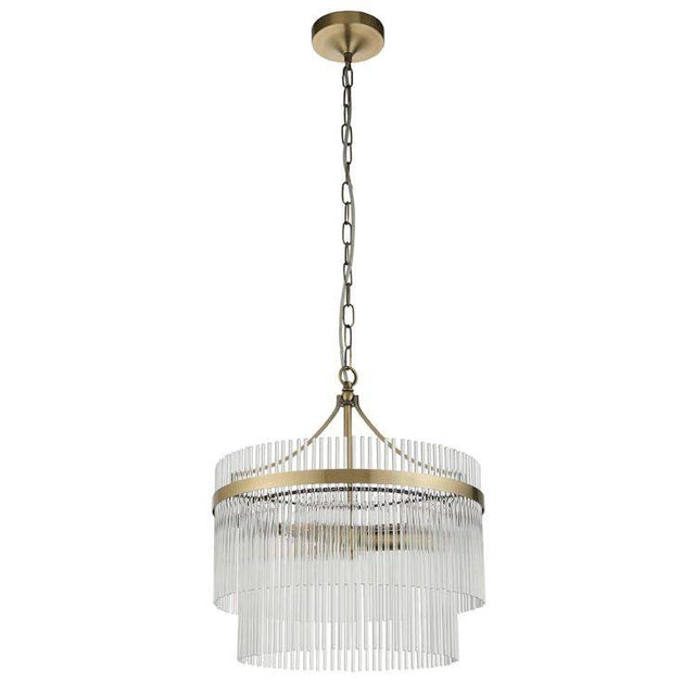 Marietta 3lt Pendant Ceiling Light Antique Brass - Comet Lighting