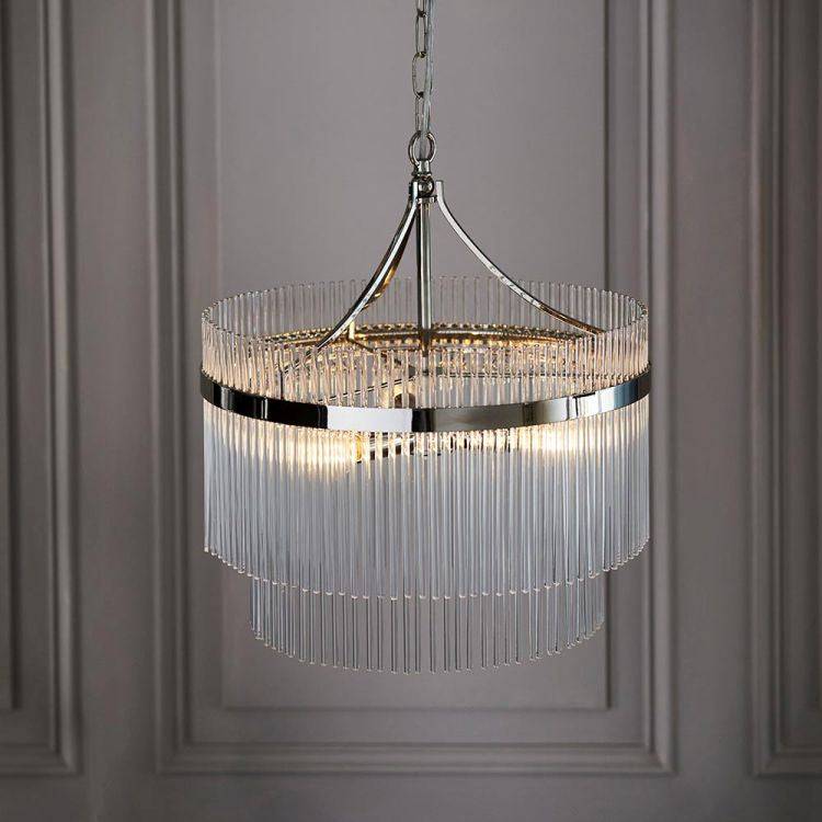 Marietta 3lt Pendant Ceiling Light Polished Nickel - Comet Lighting