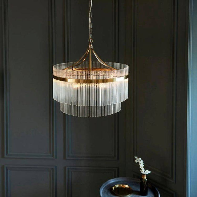 Marietta 5lt Pendant Ceiling Light Antique Brass - Comet Lighting