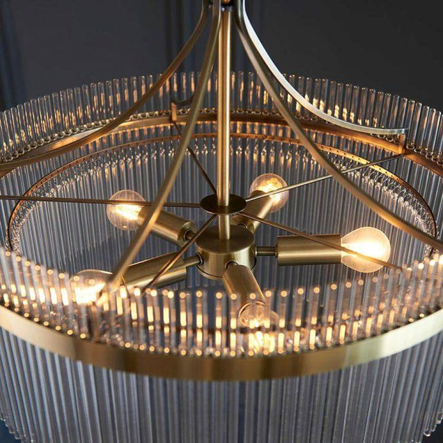 Marietta 5lt Pendant Ceiling Light Antique Brass - Comet Lighting