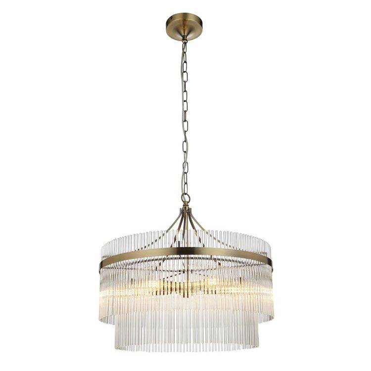 Marietta 5lt Pendant Ceiling Light Antique Brass - Comet Lighting