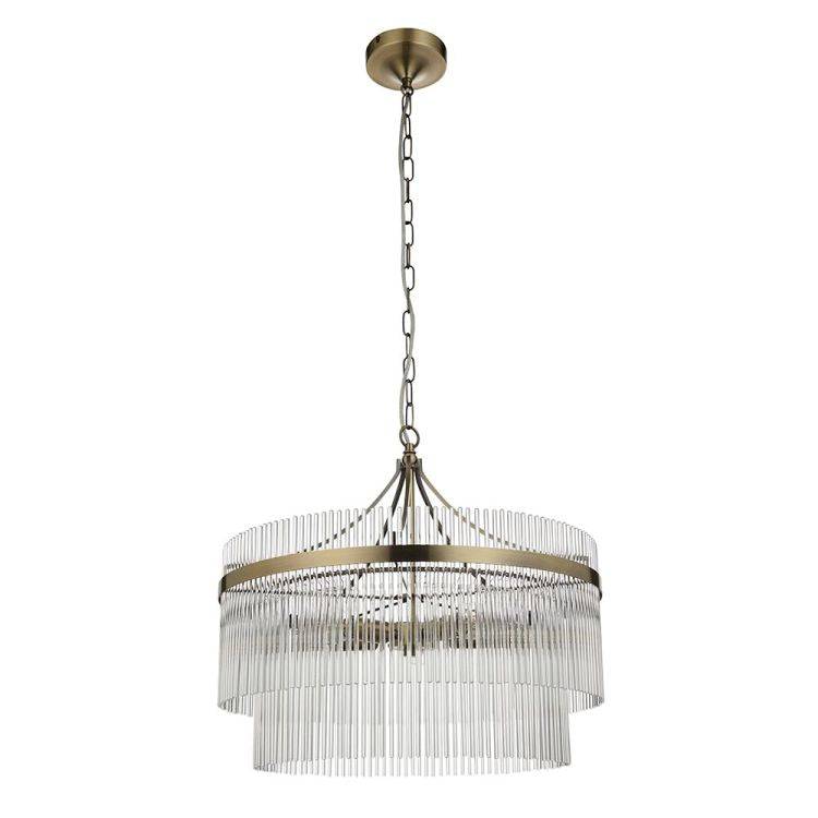 Marietta 5lt Pendant Ceiling Light Antique Brass - Comet Lighting