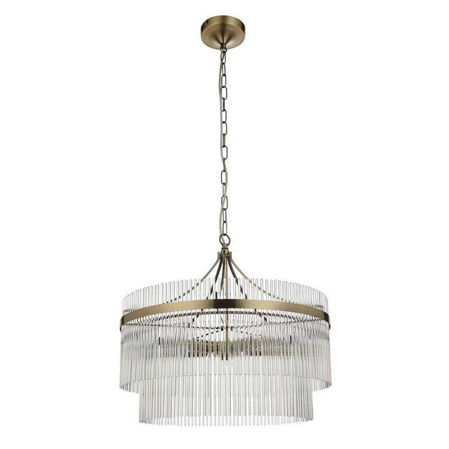 Marietta 5lt Pendant Ceiling Light Antique Brass - Comet Lighting