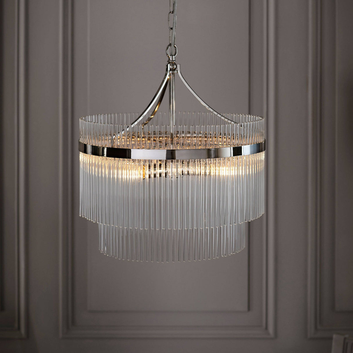 Marietta 5lt Pendant Ceiling Light Polished Nickel - Comet Lighting