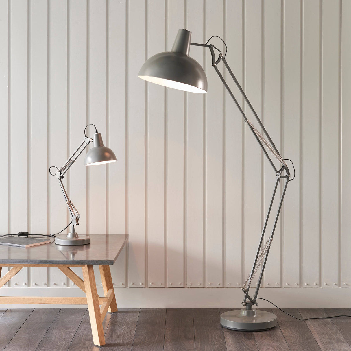 Marshall Task Floor Lamp Grey/White - Comet Lighting