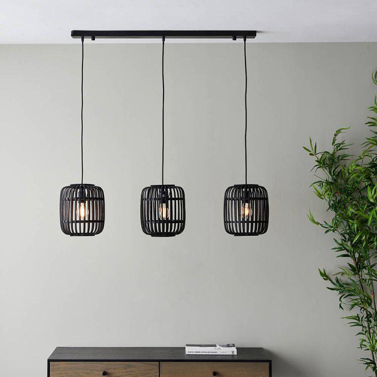 Mathias 3Lt Pendant Ceiling Light Matt Black - Comet Lighting