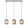 Mathias 3Lt Pendant Ceiling Light Matt Black - Bamboo - Comet Lighting