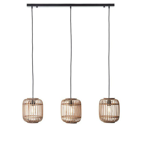 Mathias 3Lt Pendant Ceiling Light Matt Black - Bamboo - Comet Lighting