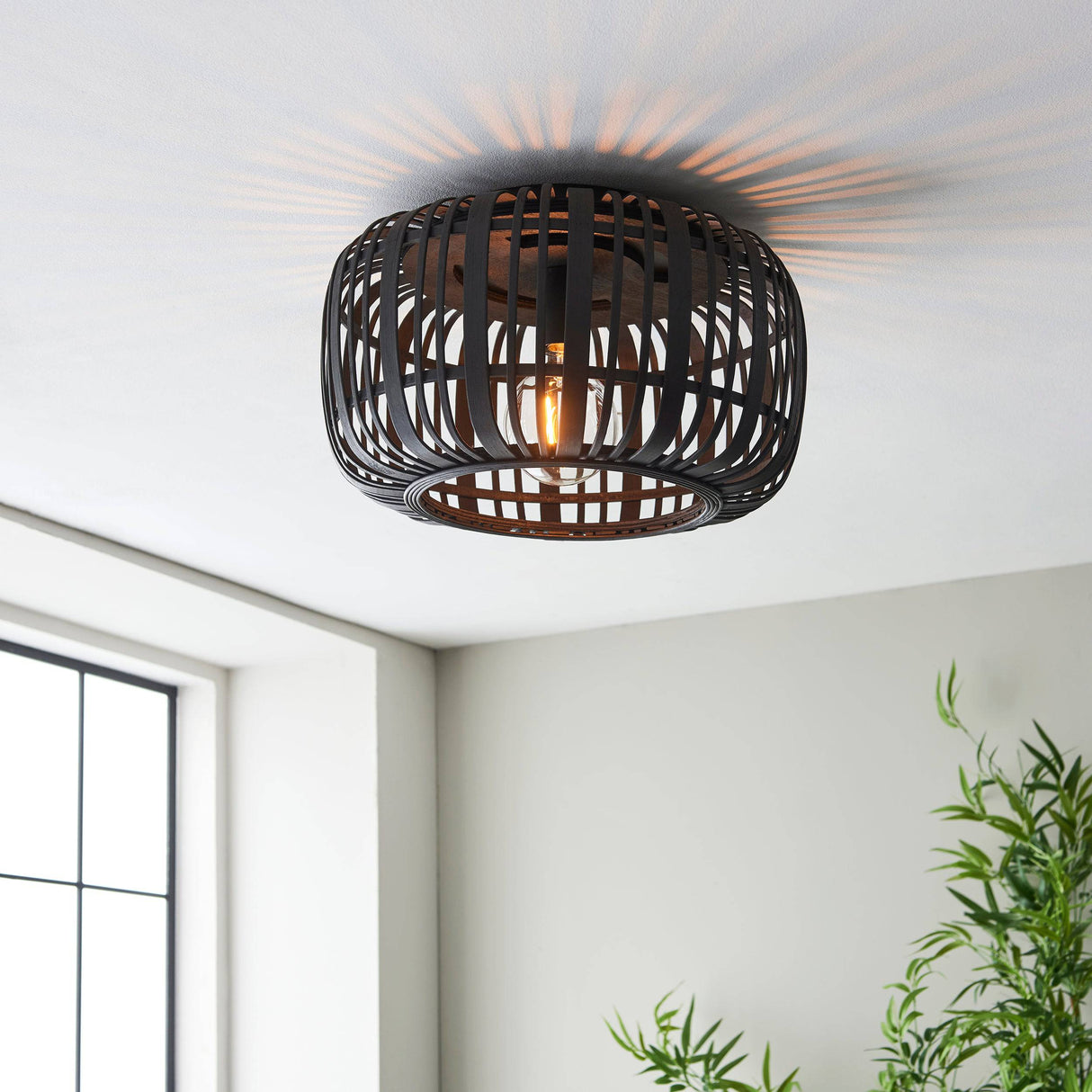 Mathias Flush Ceiling Light Matt Black - Comet Lighting