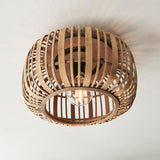 Mathias Flush Ceiling Light Matt Black - Bamboo - Comet Lighting