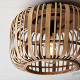 Mathias Flush Ceiling Light Matt Black - Bamboo - Comet Lighting