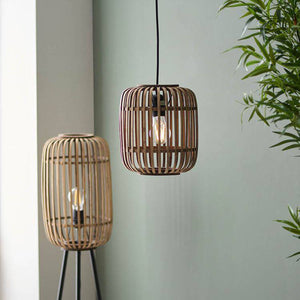 Mathias Pendant Ceiling Light Matt Black - Bamboo - Comet Lighting