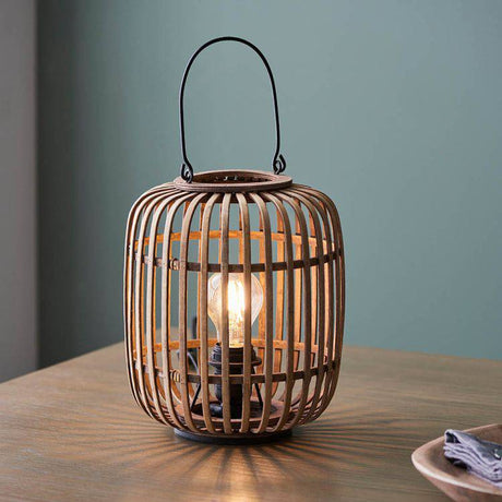 Mathias Table Lamp Matt Black/Bamboo - Comet Lighting