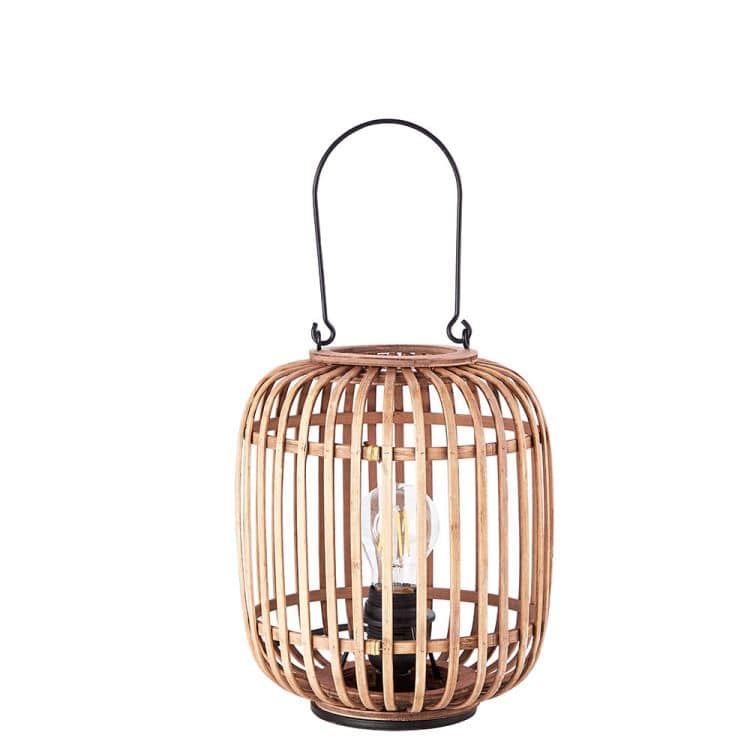 Mathias Table Lamp Matt Black/Bamboo - Comet Lighting