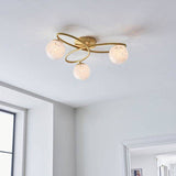 Maye 3lt Semi Flush Ceiling Light Satin Brass - Comet Lighting