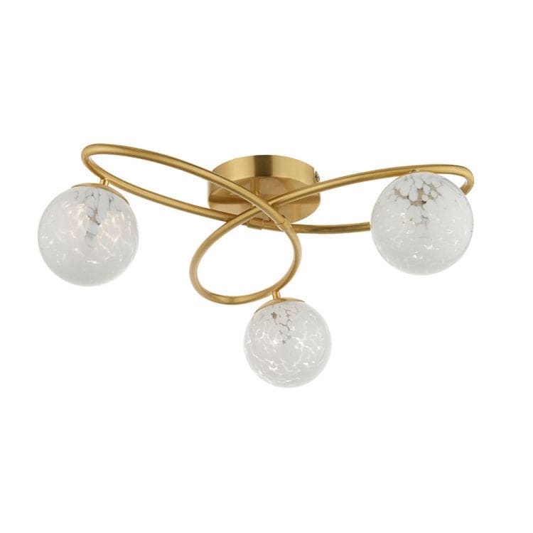 Maye 3lt Semi Flush Ceiling Light Satin Brass - Comet Lighting