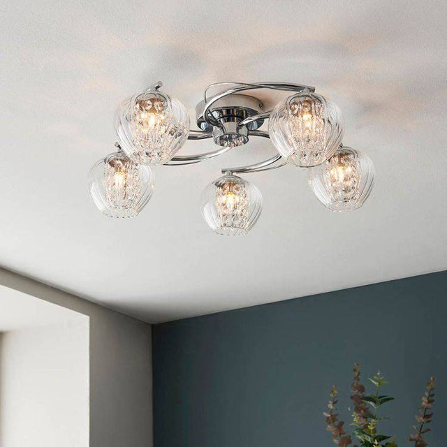 Mesmer 5Lt Semi-Flush Ceiling Light - Comet Lighting