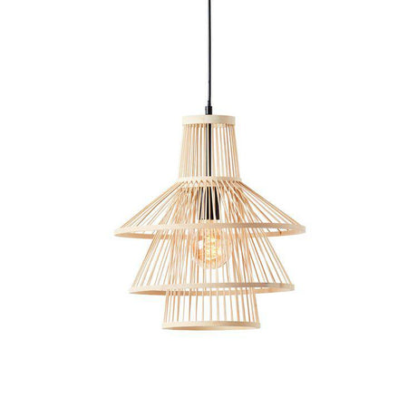 Minato Pendant Ceiling Light Matt Black - Bamboo - Comet Lighting