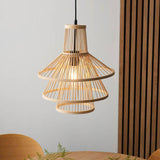 Minato Pendant Ceiling Light Matt Black - Bamboo - Comet Lighting