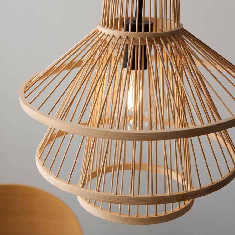 Minato Pendant Ceiling Light Matt Black - Bamboo - Comet Lighting